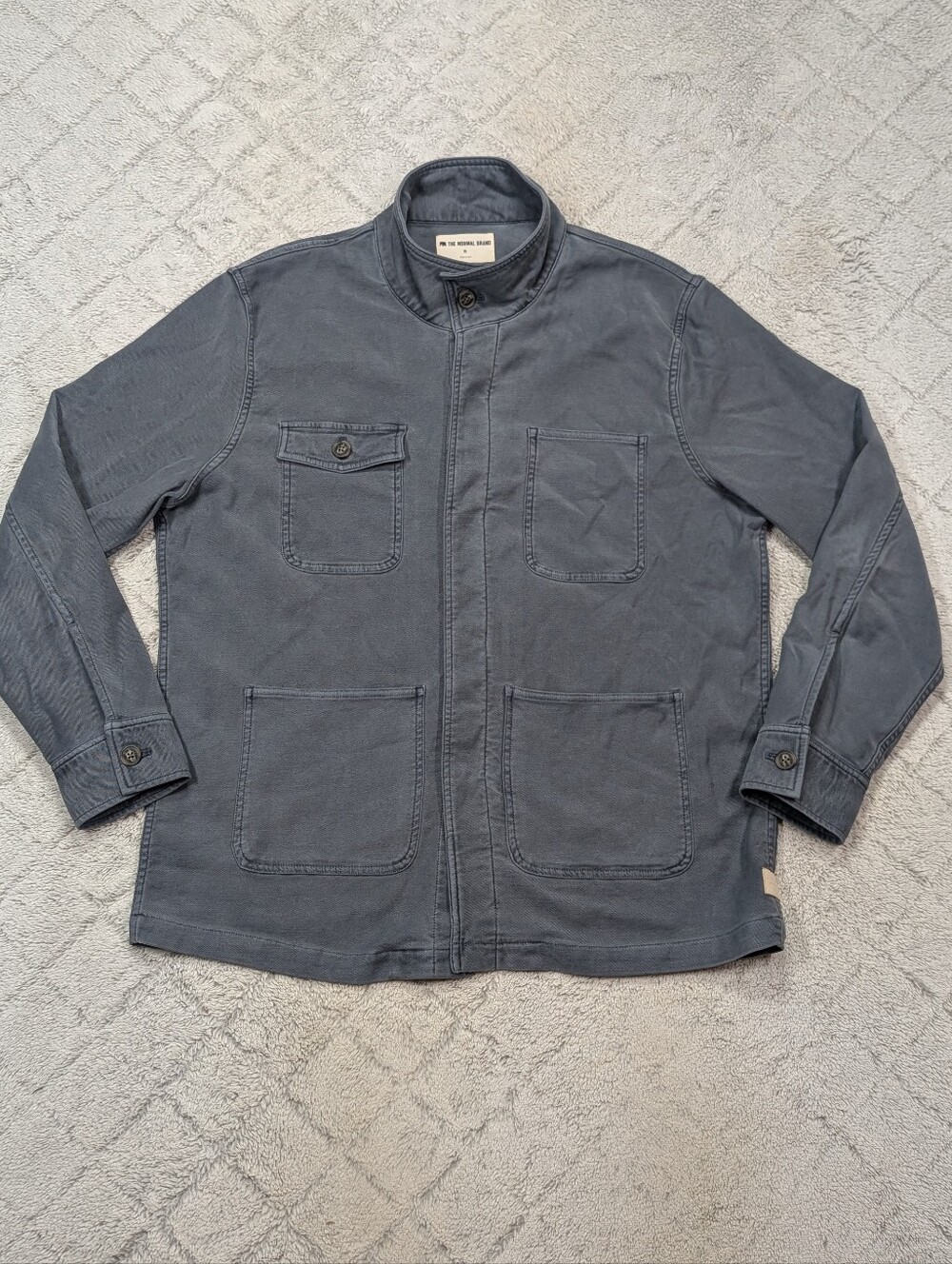 The Normal Brand Jacket Mens XL Blue Waterloo Comfort Stretch Terry Chore Coat